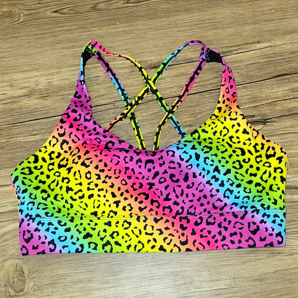 Zyia Colorful Cheetah Sports Bra/ Size XL